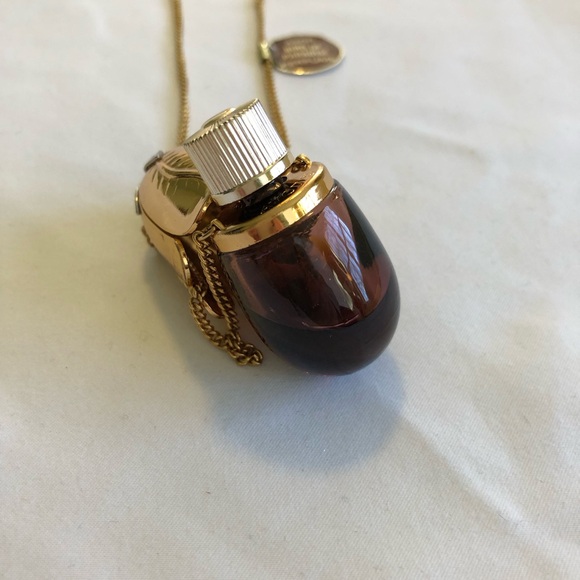 Avon Perfume Filled Eggplant Pendant Necklace Vintage Bird of Paradise Scent NWT - Picture 10 of 12